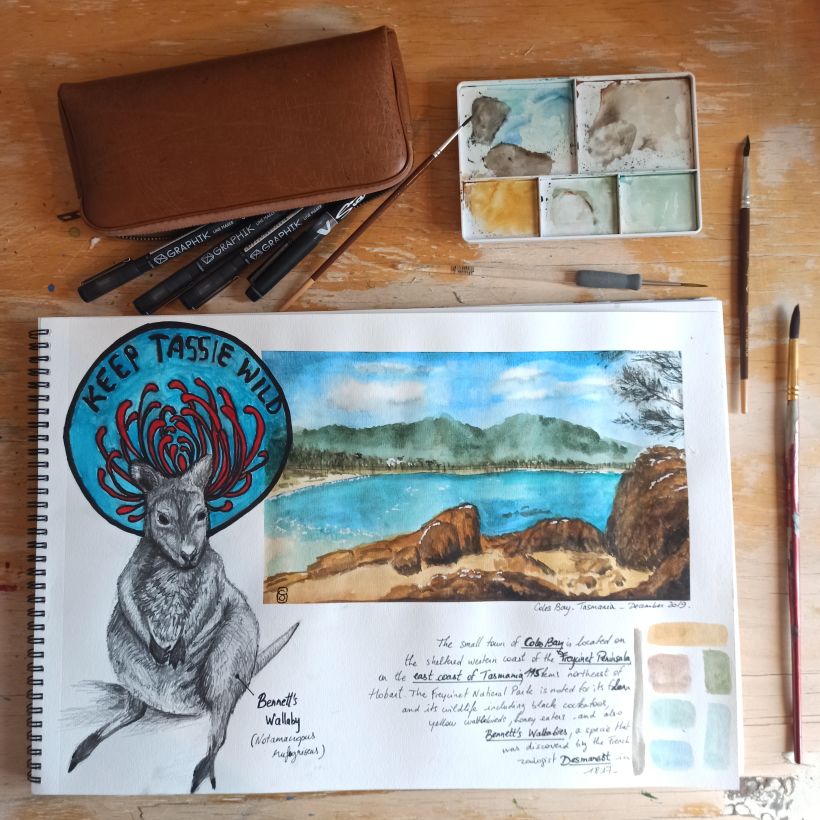 My project in Watercolor Travel Journal course - Coles Bay - Tasmania 11