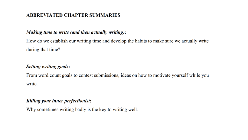 Abbreviated chapter summary examples