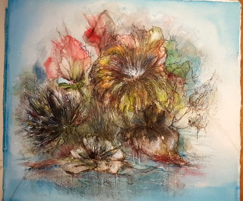 Experimental with dried plants (2021) botanic, watercolor, fine