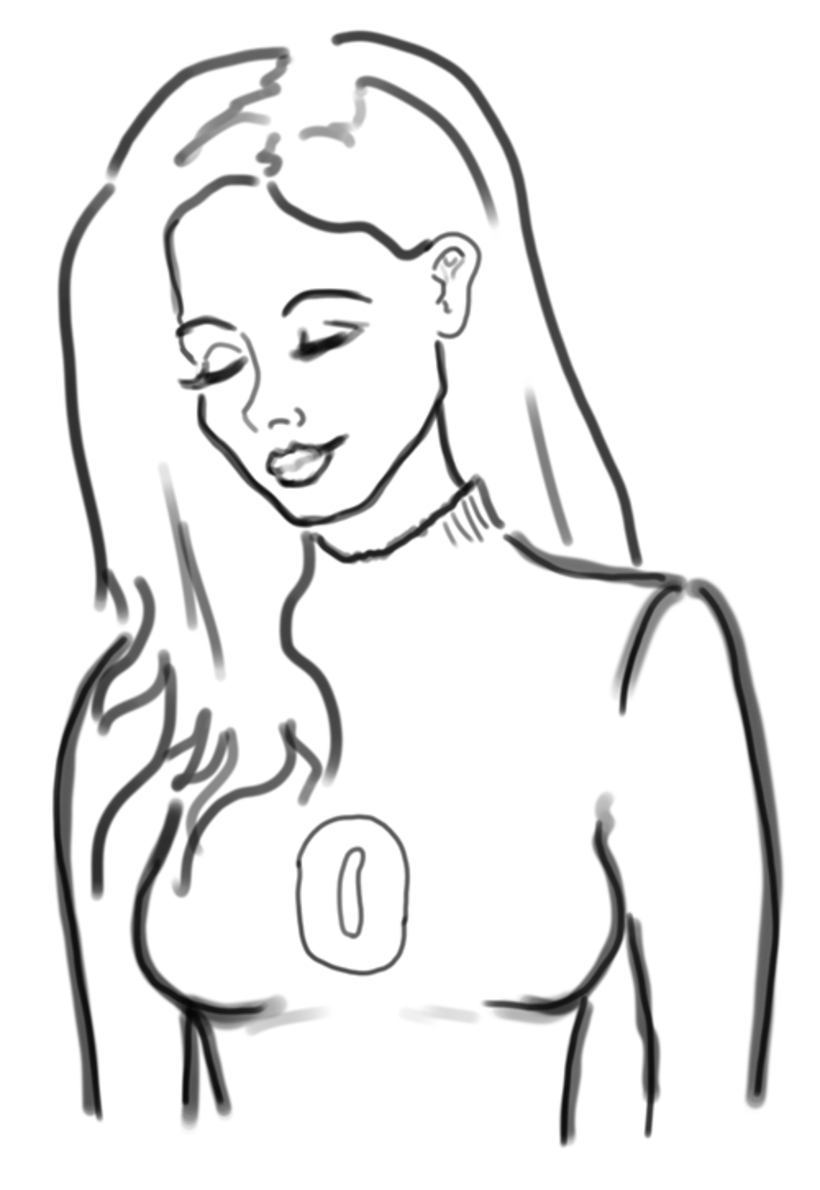 line art drawing of girl (variation 2)