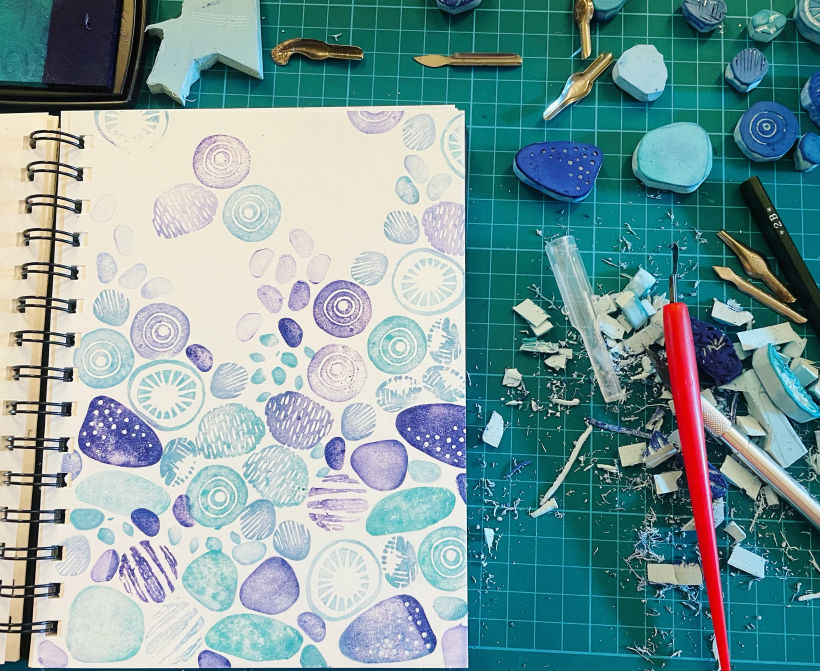 My project in Sketchbooking with Handmade Stamps course 4