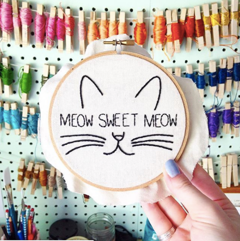 "Meow Sweet Meow" Hand Embroidery Pattern