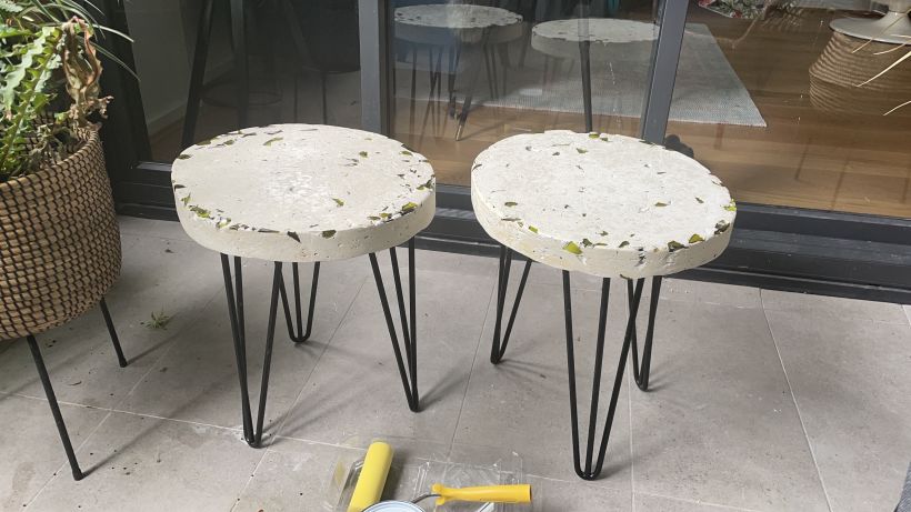 Glass terrazzo concrete side tables 2
