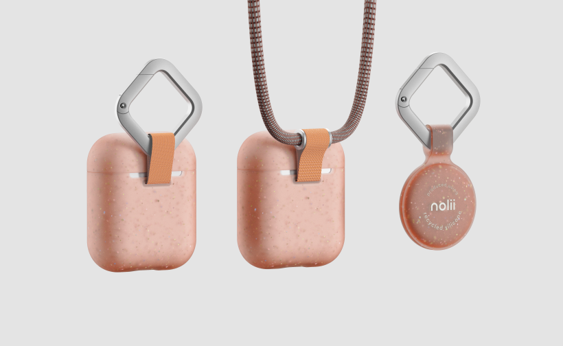 Final CMF visualisation for Nolii Airpod & Airtag Products (Peach/Melon)