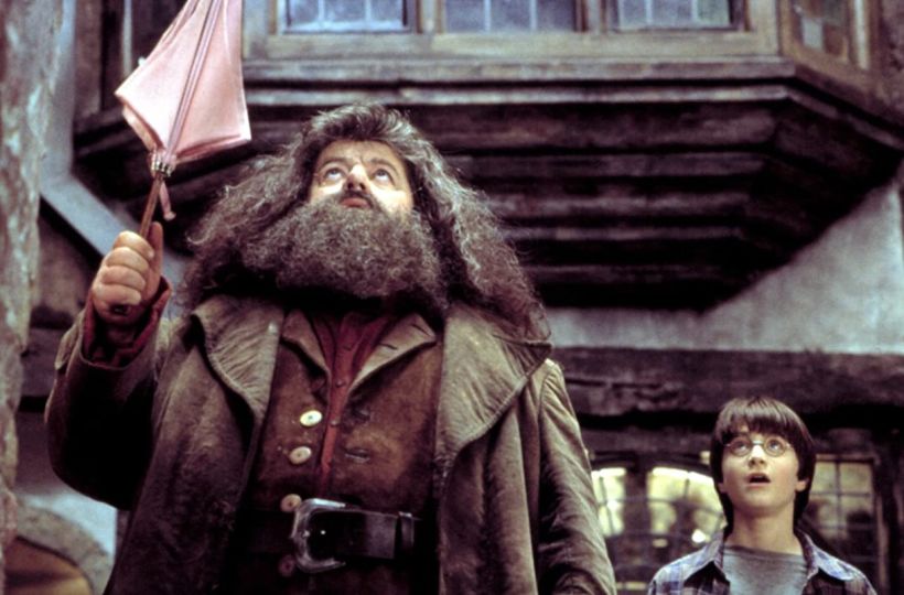 Des décors astucieux, une doublure et bien d'autres choses encore ont permis de donner à Hagrid sa taille de demi-géant. 