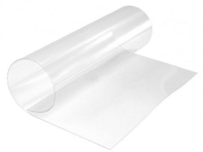 Feuille de plastique acétate ou polyester provenant d'une papeterie.