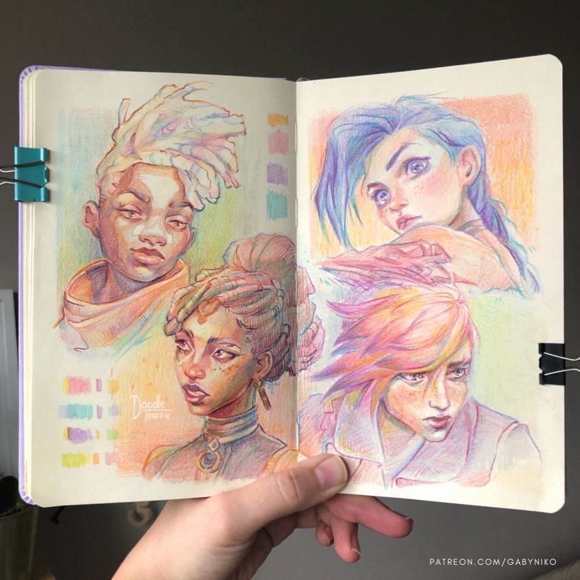 “Arcane” Portrait Studies - Colored Pencils  7