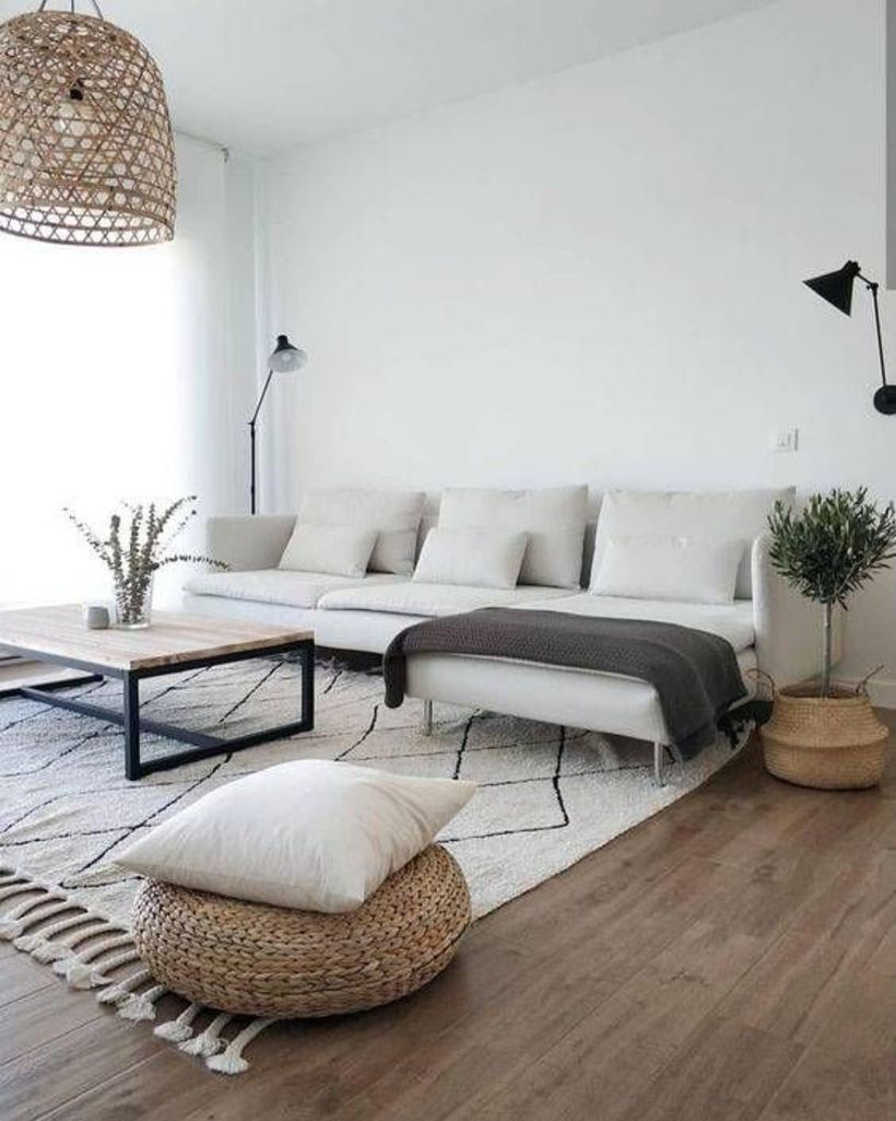 Scandi style with light, neutral colors.