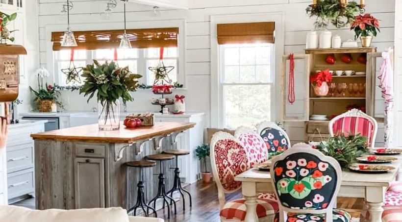 Shabby chic is busy with rustic and patterned elements.