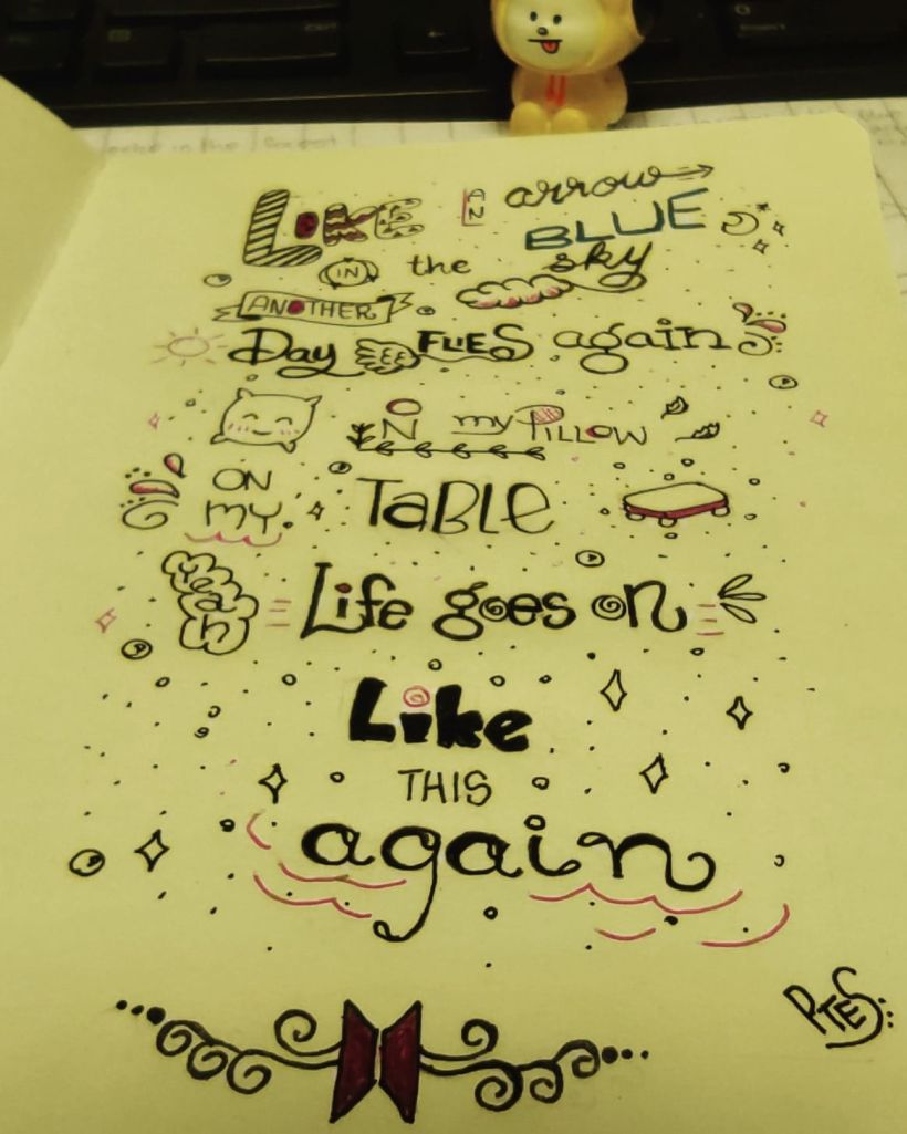 My finished project based on the lyrics of Life goes on by BTS.
