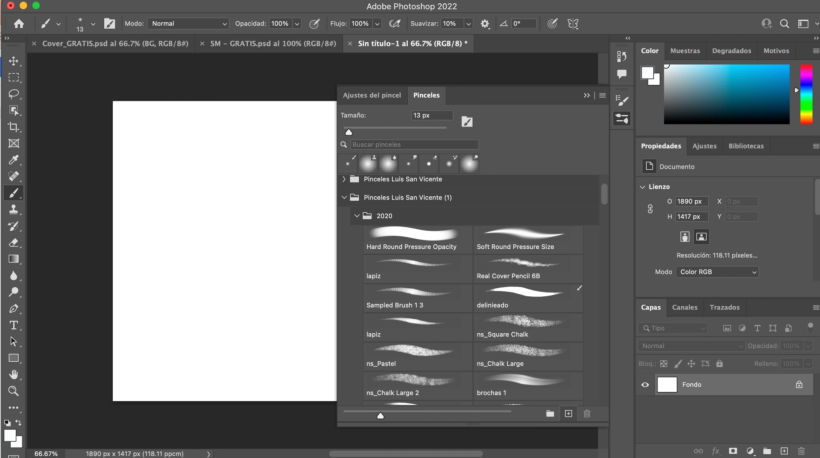 An example of brushes that you'll find in the download pack.