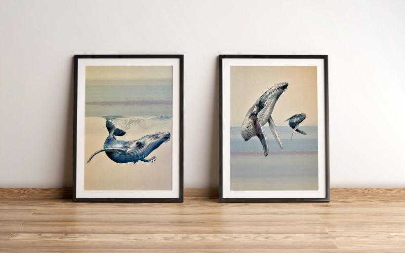 Ballenas jorobadas. Técnicas de ilustración naturalista: ballenas en acuarela 3