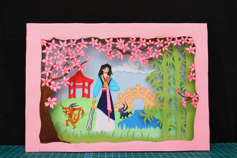 My project in Paper Cutting: Create Paper Scenes with Depth course - Mulan Inspired 2