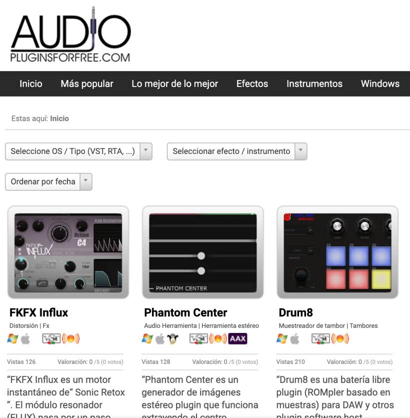 Audio plugins for free permite reseñas. 