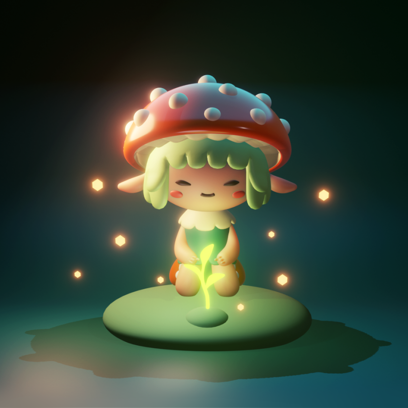 My project in Kawaii Character Creation in 3D with Blender  course - Mushi 3