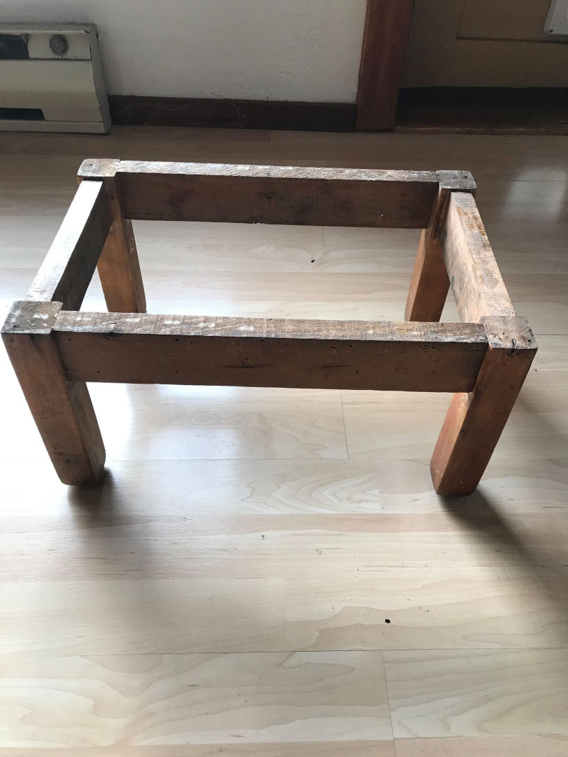 Original antique stool frame - I sanded it and put on a beeswax polish before beginning the weave