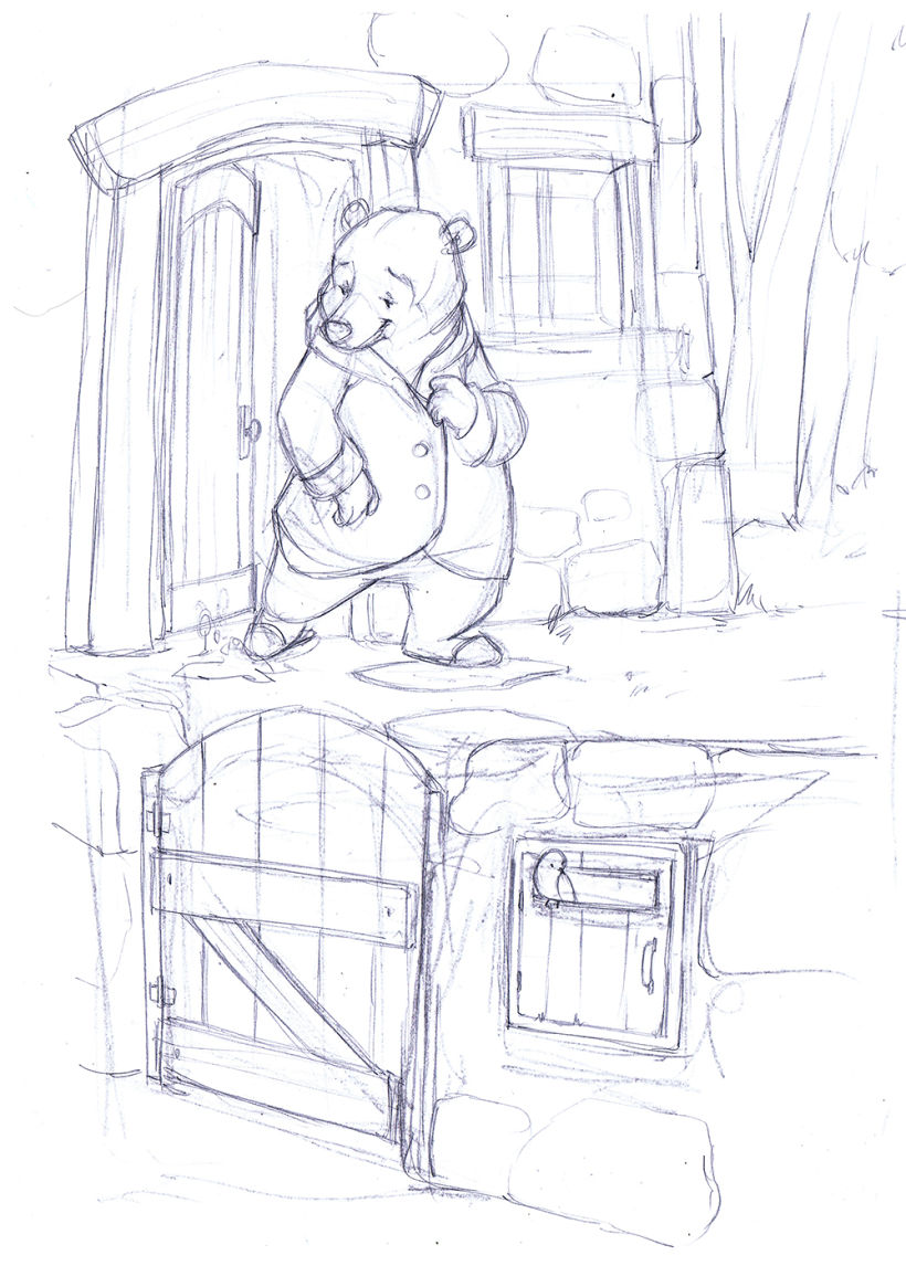 This first sketch was definitely not despicting a grumpy bear.