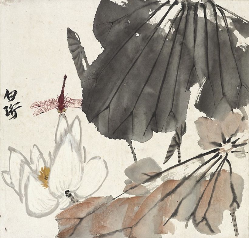 12 peças que integram uma série criada por Qi Baishi detêm o recorde. Esta é uma delas