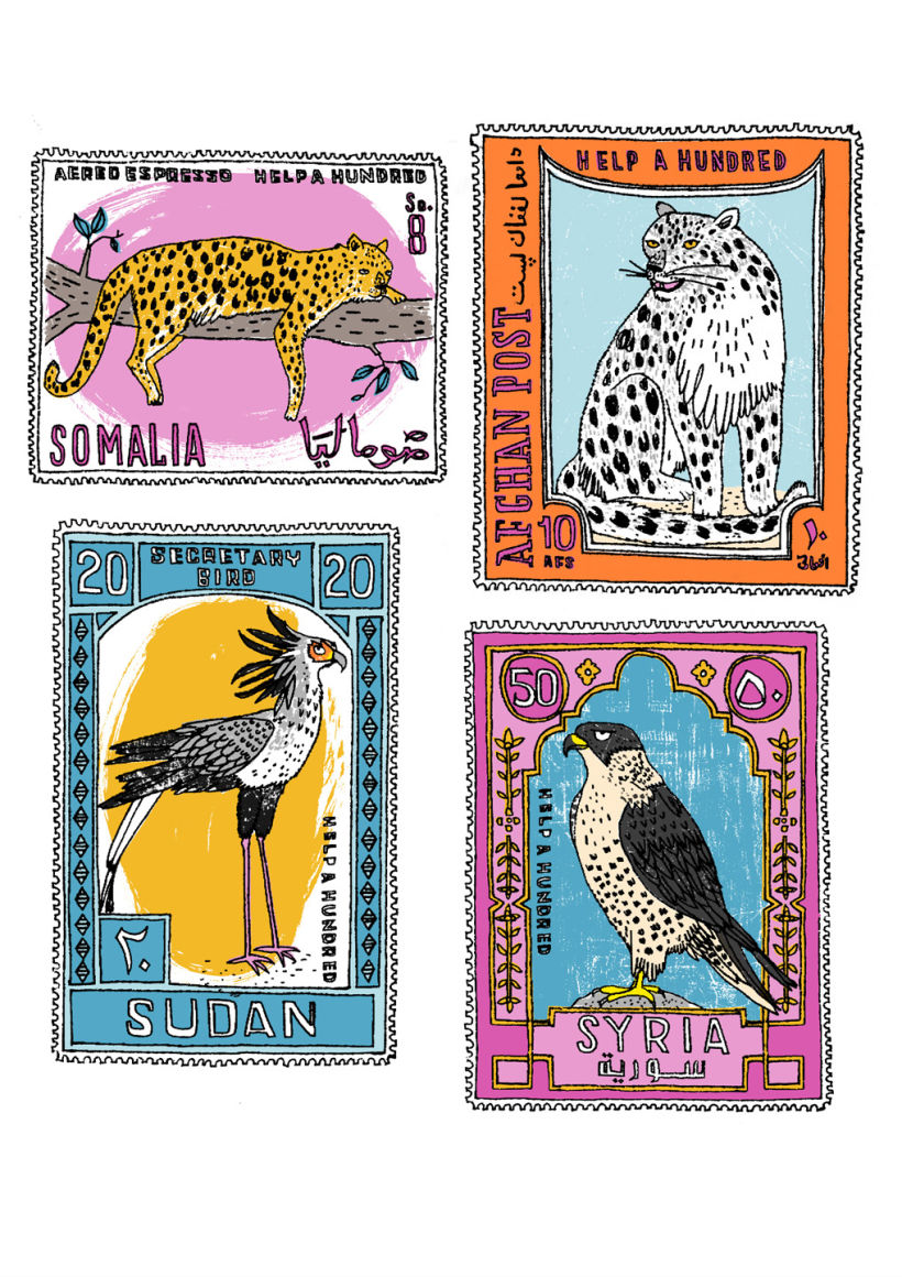 Animal Stamps Screen Print National Birds and Beasts 