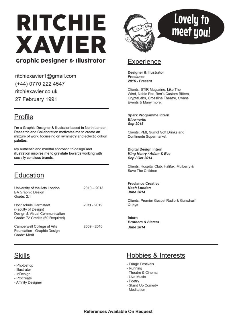 My project in Resumes for Creatives: Craft Your CV and Cover Letter course 1
