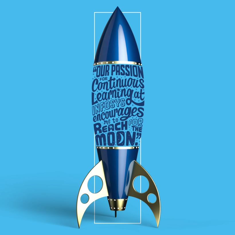 The final typography was drawn in Adobe Illustrator, before being coloured and added to the Rocket image