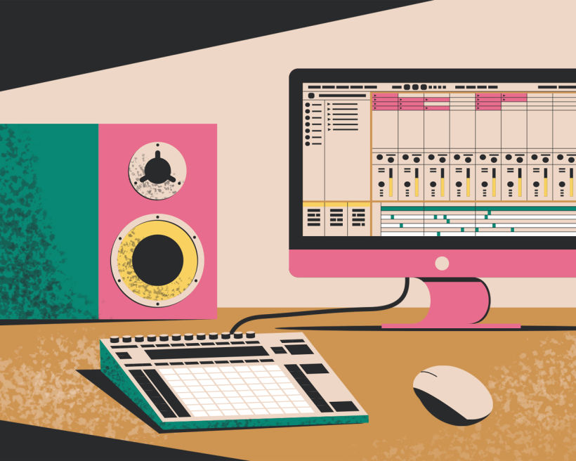 El acceso a ordenadores y softwares de edición de audio ha facilitado la creación de música DIY. Ilustración Maja Dabek.