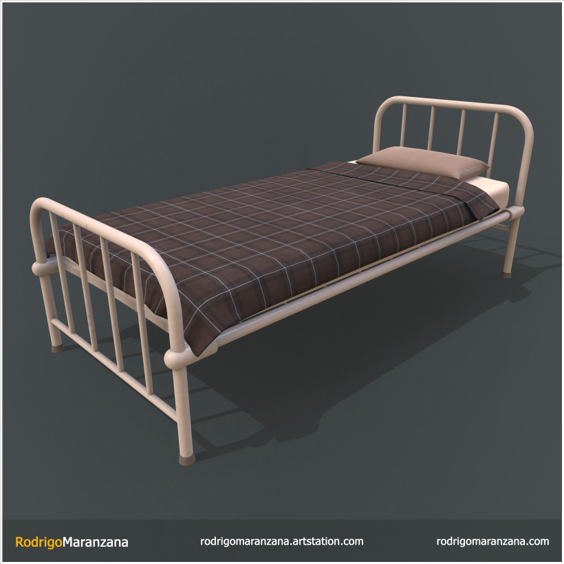 Realistic Prop Creation for Video Games - Vintage Hospital Bed