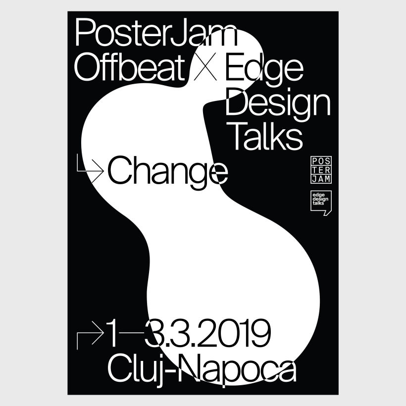 Poster for PosterJam's exhibition at Edge Design Talks, Cluj, Romania