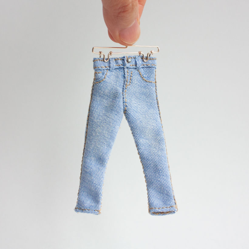 A tiny pair of jeans... constructed in a very different way than real sized jeans :)