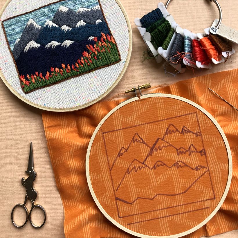 PNW Spring Inspires Mountainscape Embroidery 2