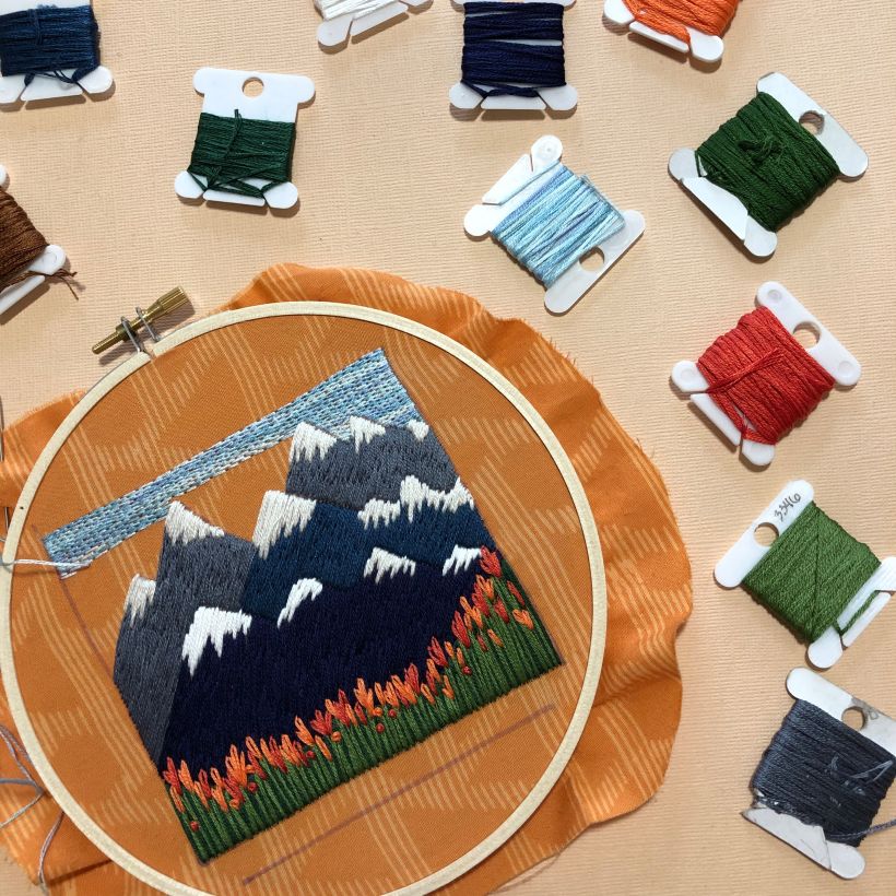 PNW Spring Inspires Mountainscape Embroidery 5