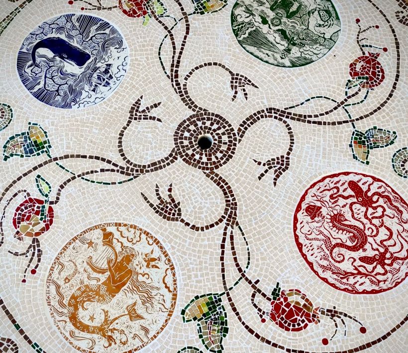 Lastre per tavolo a mosaico, legate al mondo sottomarino 2