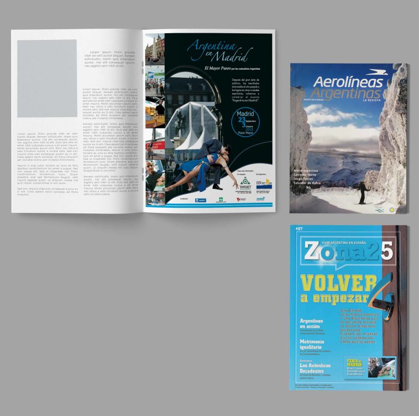 Anuncio Feria Argentina en Madrid-publicado en Revista Aerolíneas Argentinas y Revista Zona 25 (nº7)