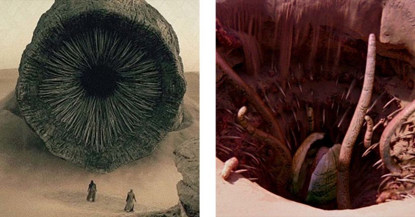 Zyklischer Einfluss: Der Sandwurm aus "Dune" 2021 ähnelt einem Sarlacc, der dem Sandwurm aus dem "Dune"-Roman von 1965 ähnelt