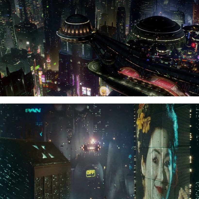 Oben: Die Coruscant-Ansicht aus "Episode III". Unten: Los Angeles in "Blade Runner".