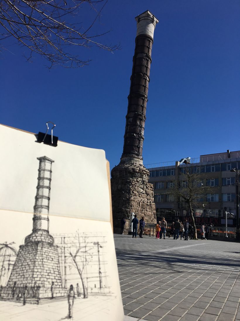 The is my sketch of  Column of Constantine ( Çemberlitaş Sütunu ) In Istanbul, Turkey