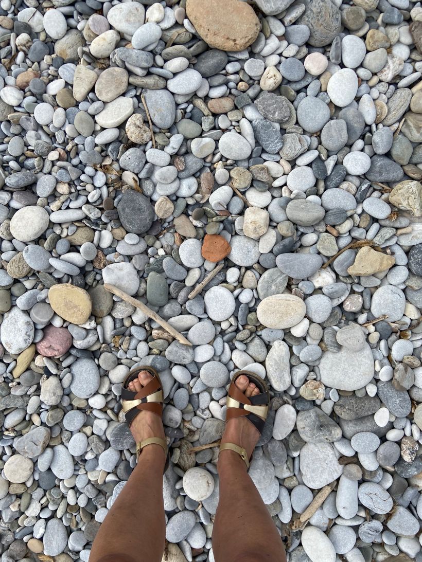 Image 2: A beach walk inspires; the soft shapes and tones of the pebbles.