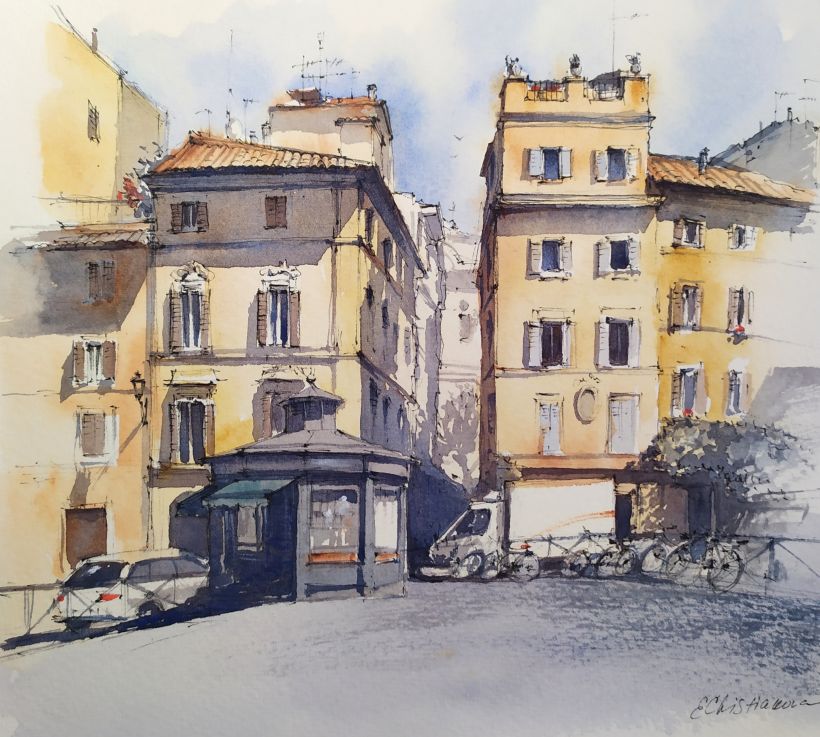 Rome, ink and watercolor 1