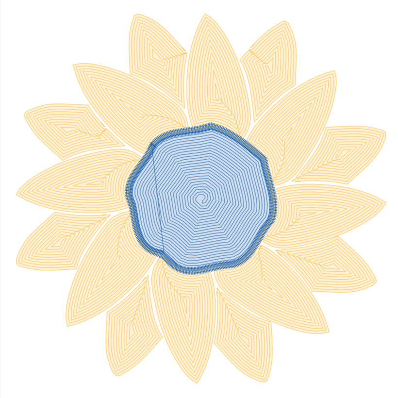 Free tool embroidery pattern contour Fill Sunflower embroidery design via Ink Stitch.