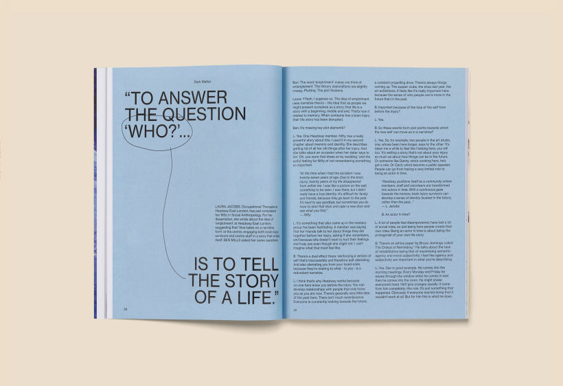 Matter Magazine: Design of a publication exploring life after brain injury 7
