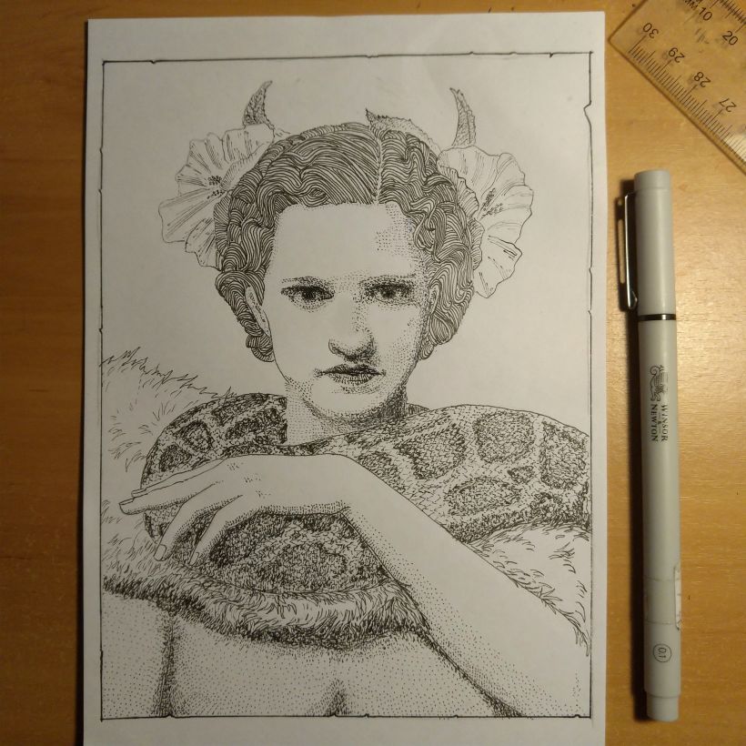 My project for course: Ink Portraits with Lines and Dots 1
