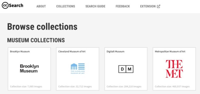 CC Search : comment chercher par section (collections d'images de musées)