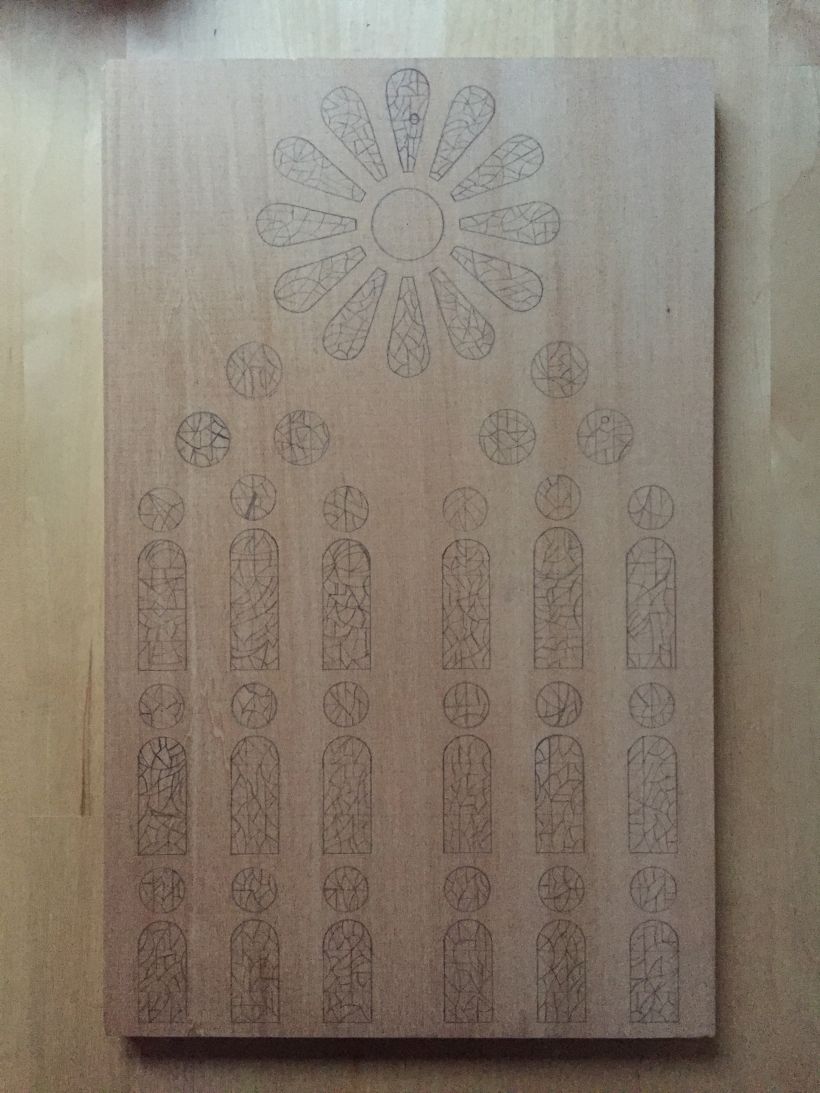 Design fully drawn directly onto the wood.