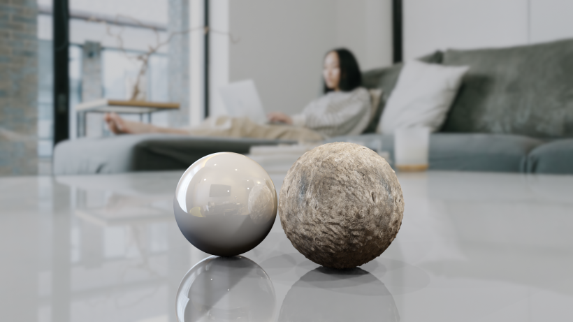 2 textured spheres with shadow and reflection catcher made with blender