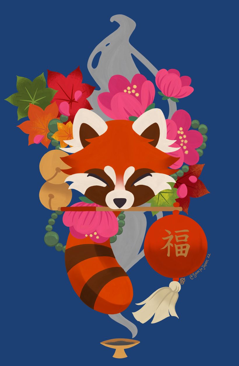Gouache style red panda