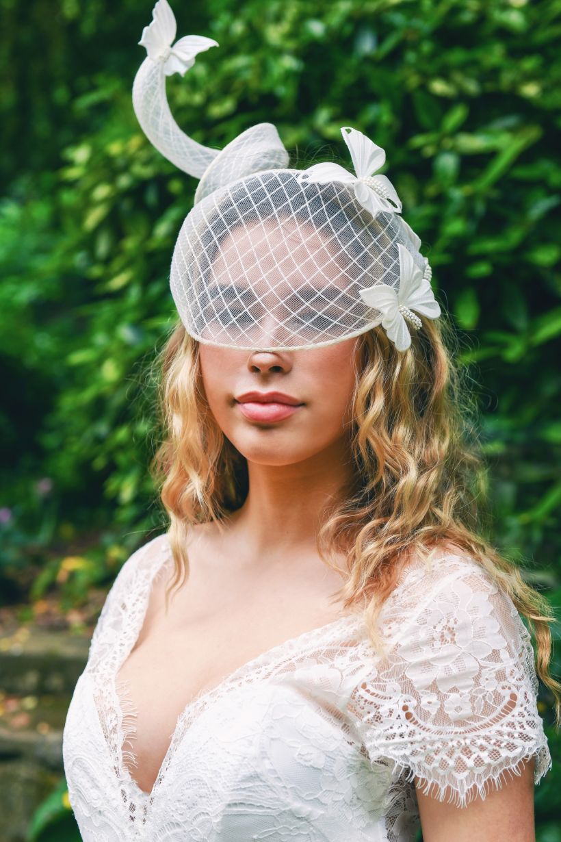 Pearlescent Butterfly Birdcage Veil