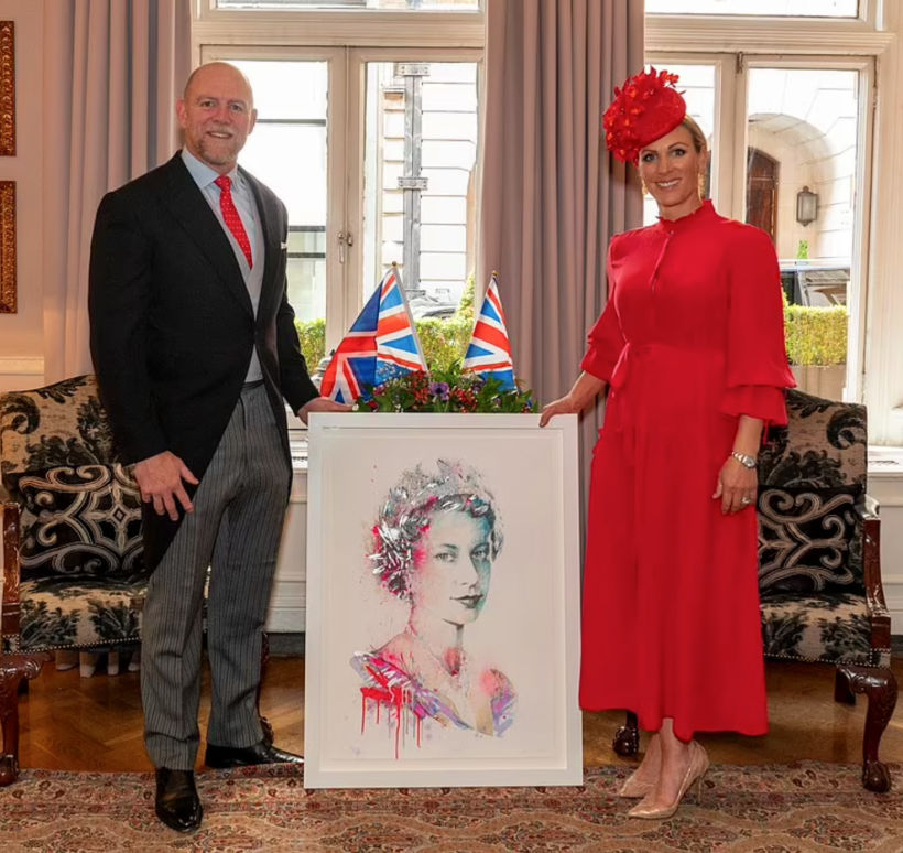 A print of the finished piece from an edition of 70, purchased by Zara and Mike Tindall.