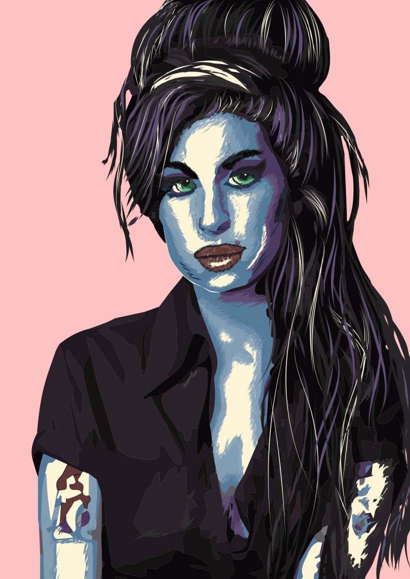 Mi proyecto del curso: Técnicas de ilustración para retratos con Illustrator y Photoshop. Amy Winehouse 3