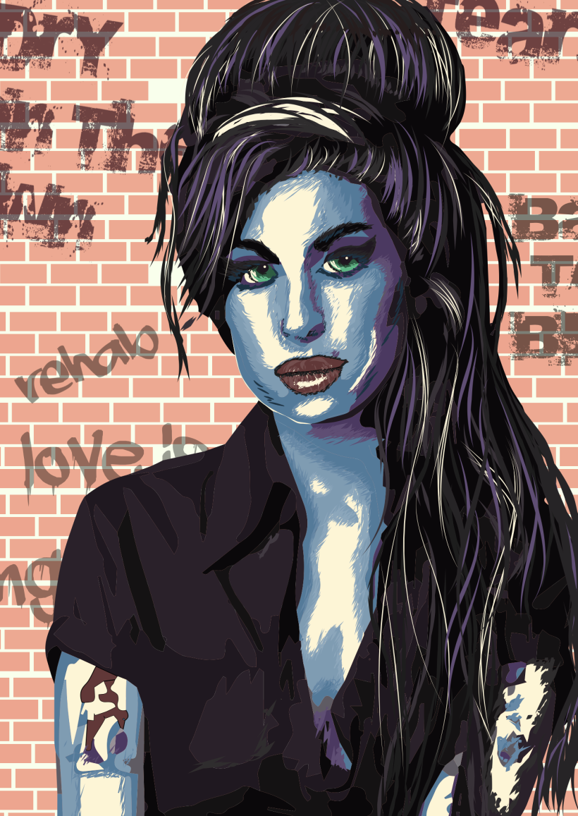 Mi proyecto del curso: Técnicas de ilustración para retratos con Illustrator y Photoshop. Amy Winehouse 4