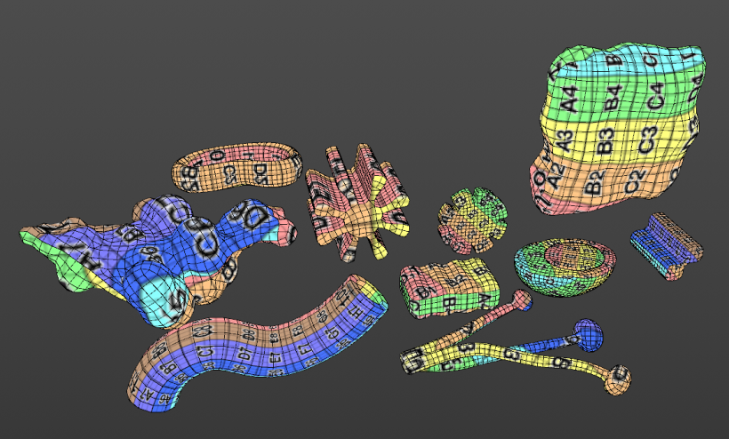 model these shapes in Cinema 4D and UV unwrap